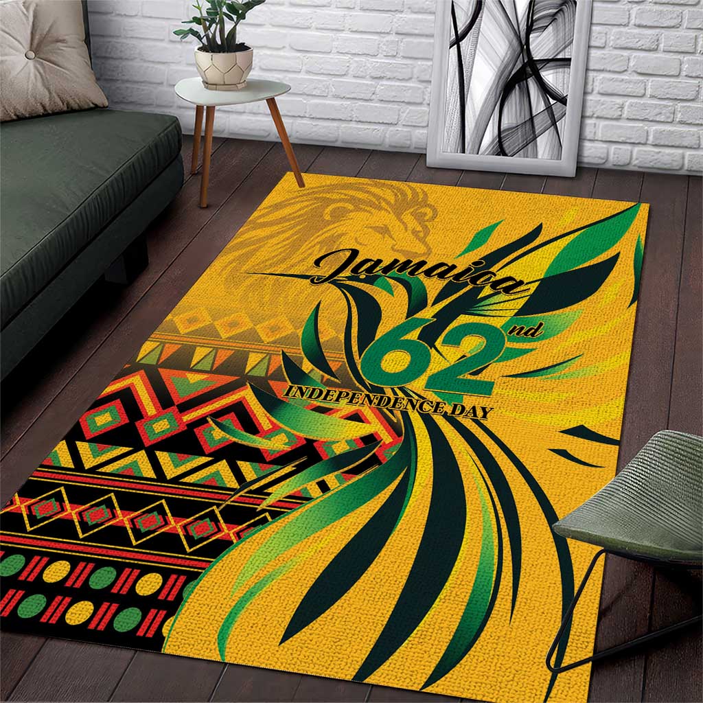 Black Jamaican Independence Day 1962 Area Rug Jumieka Streamertail Reggae Pattern