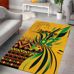 Black Jamaican Independence Day 1962 Area Rug Jumieka Streamertail Reggae Pattern