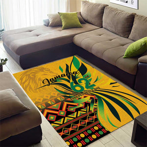 Black Jamaican Independence Day 1962 Area Rug Jumieka Streamertail Reggae Pattern