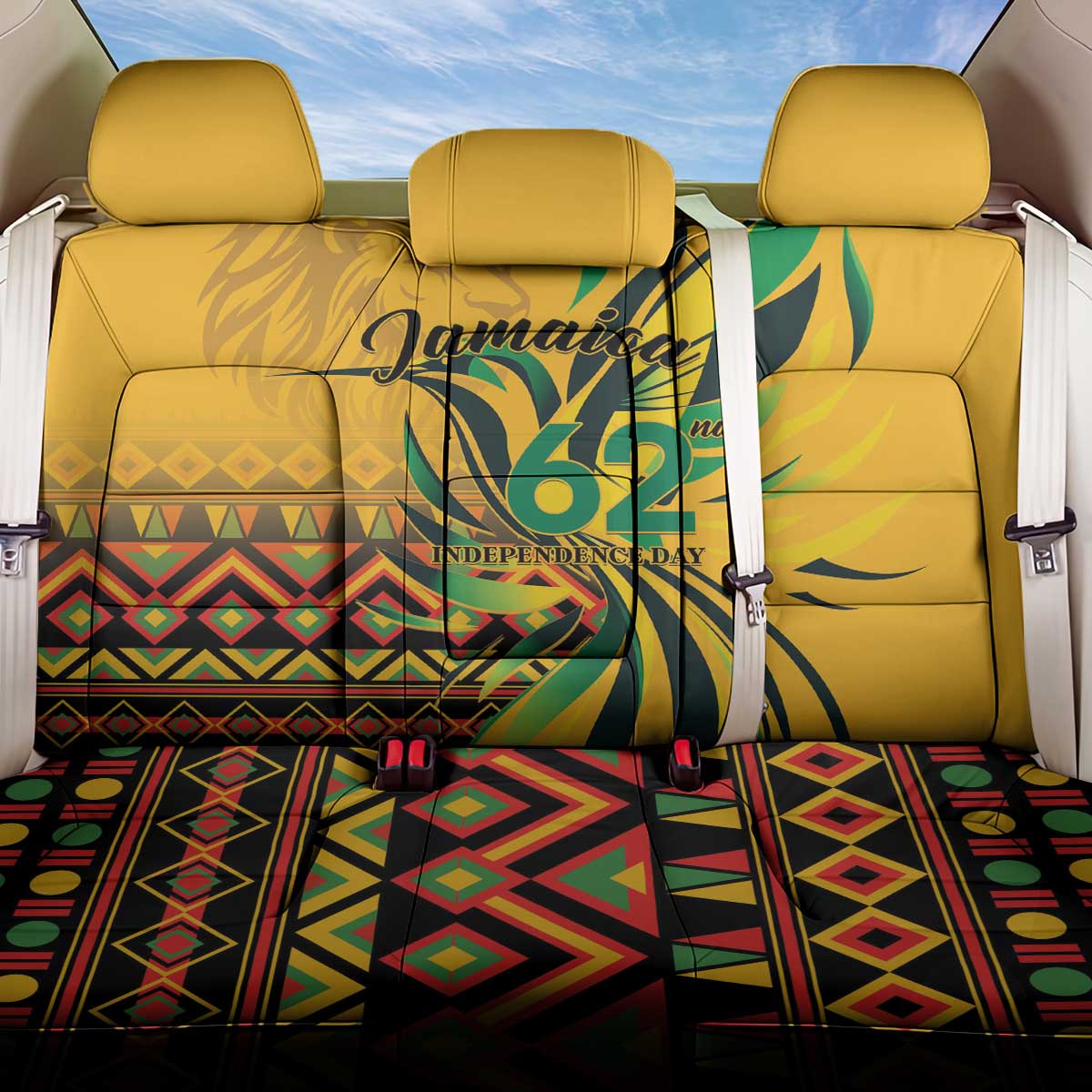 Black Jamaican Independence Day 1962 Back Car Seat Cover Jumieka Streamertail Reggae Pattern