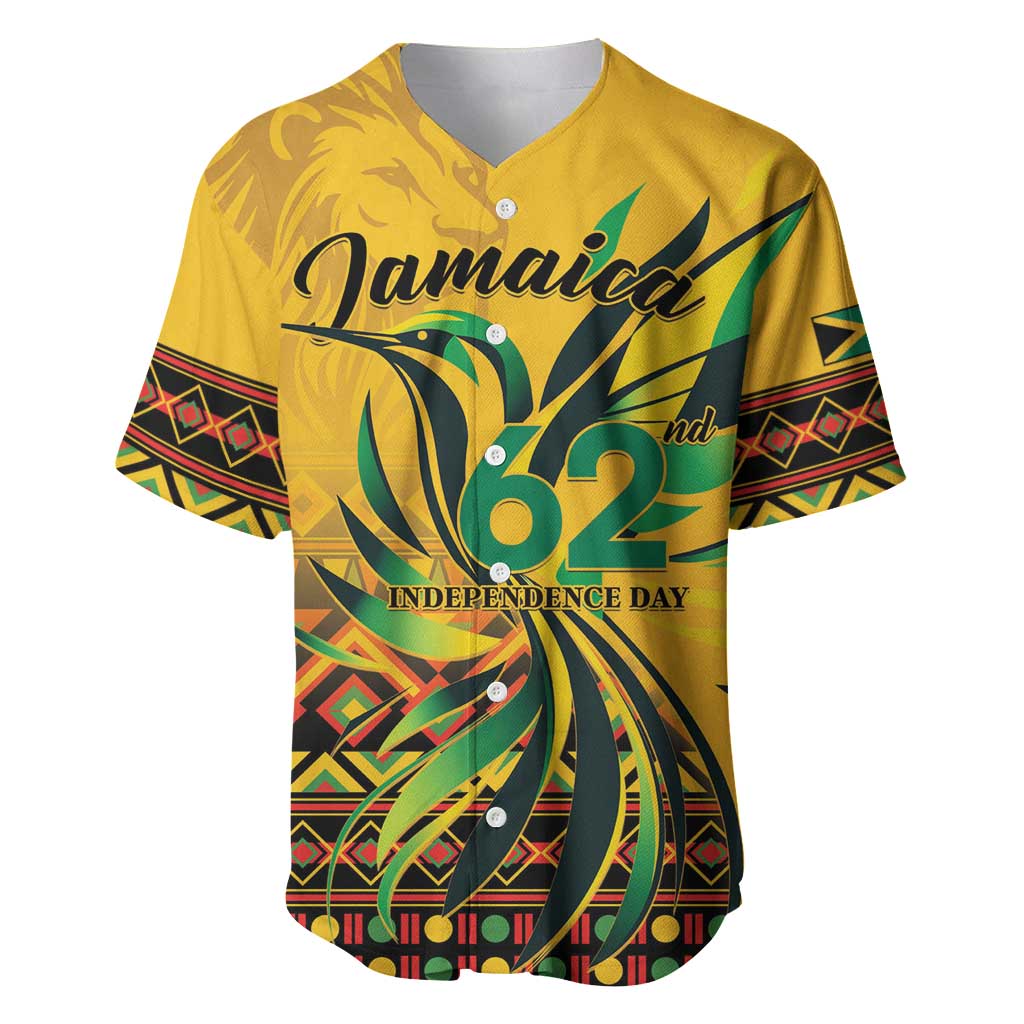 Personalized Black Jamaican Independence Day 1962 Baseball Jersey Jumieka Streamertail Reggae Pattern