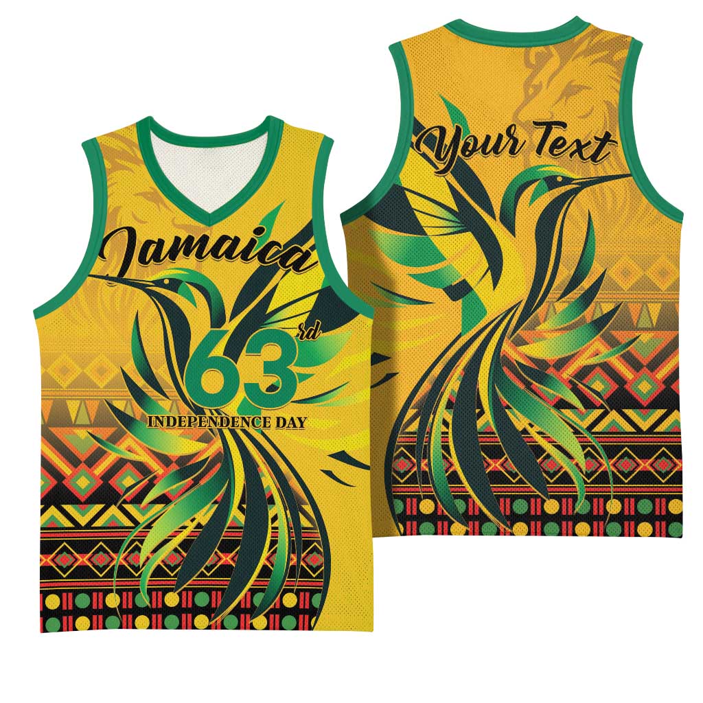 Personalized Black Jamaican Independence Day 1962 Basketball Jersey Jumieka Streamertail Reggae Pattern LT01