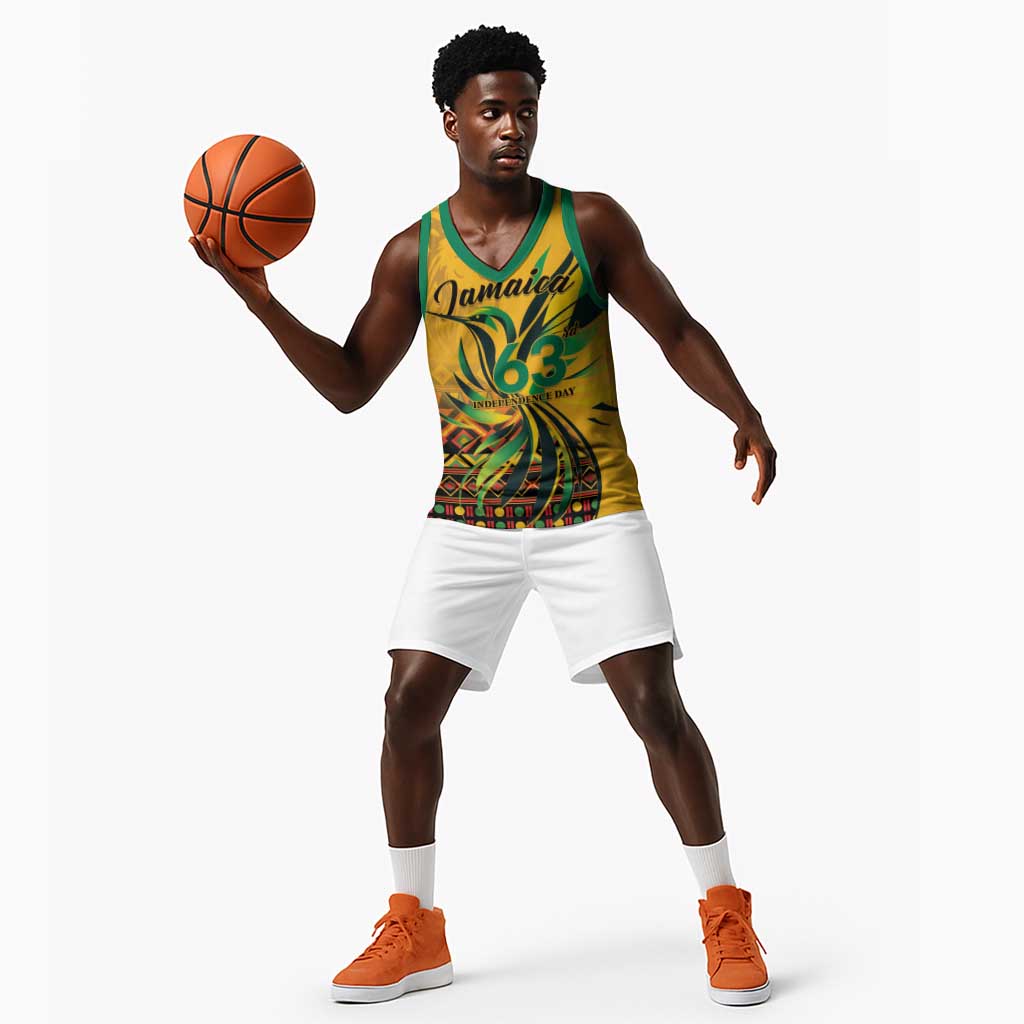 Personalized Black Jamaican Independence Day 1962 Basketball Jersey Jumieka Streamertail Reggae Pattern LT01