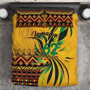 Black Jamaican Independence Day 1962 Bedding Set Jumieka Streamertail Reggae Pattern