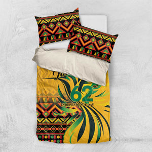 Black Jamaican Independence Day 1962 Bedding Set Jumieka Streamertail Reggae Pattern