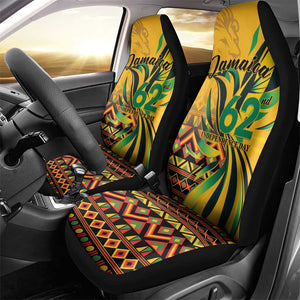 Black Jamaican Independence Day 1962 Car Seat Cover Jumieka Streamertail Reggae Pattern