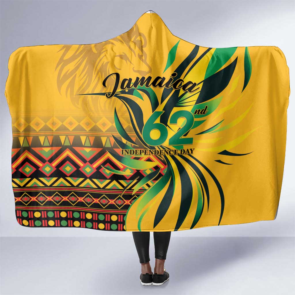 Black Jamaican Independence Day 1962 Hooded Blanket Jumieka Streamertail Reggae Pattern