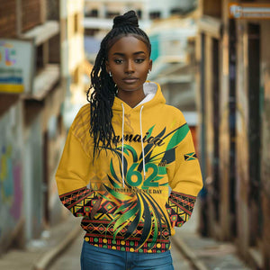 Personalized Black Jamaican Independence Day 1962 Hoodie Jumieka Streamertail Reggae Pattern