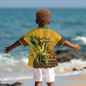 Personalized Black Jamaican Independence Day 1962 Kid Hawaiian Shirt Jumieka Streamertail Reggae Pattern