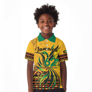 Personalized Black Jamaican Independence Day 1962 Kid Polo Shirt Jumieka Streamertail Reggae Pattern