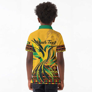 Personalized Black Jamaican Independence Day 1962 Kid Polo Shirt Jumieka Streamertail Reggae Pattern