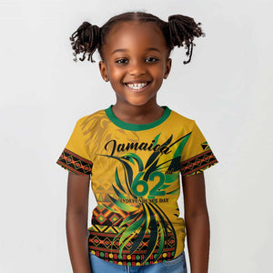 Personalized Black Jamaican Independence Day 1962 Kid T shirt Jumieka Streamertail Reggae Pattern