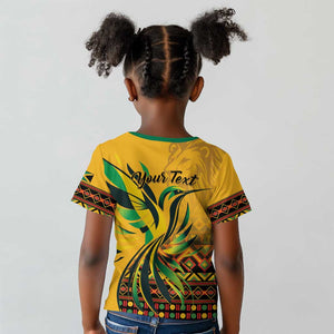 Personalized Black Jamaican Independence Day 1962 Kid T shirt Jumieka Streamertail Reggae Pattern