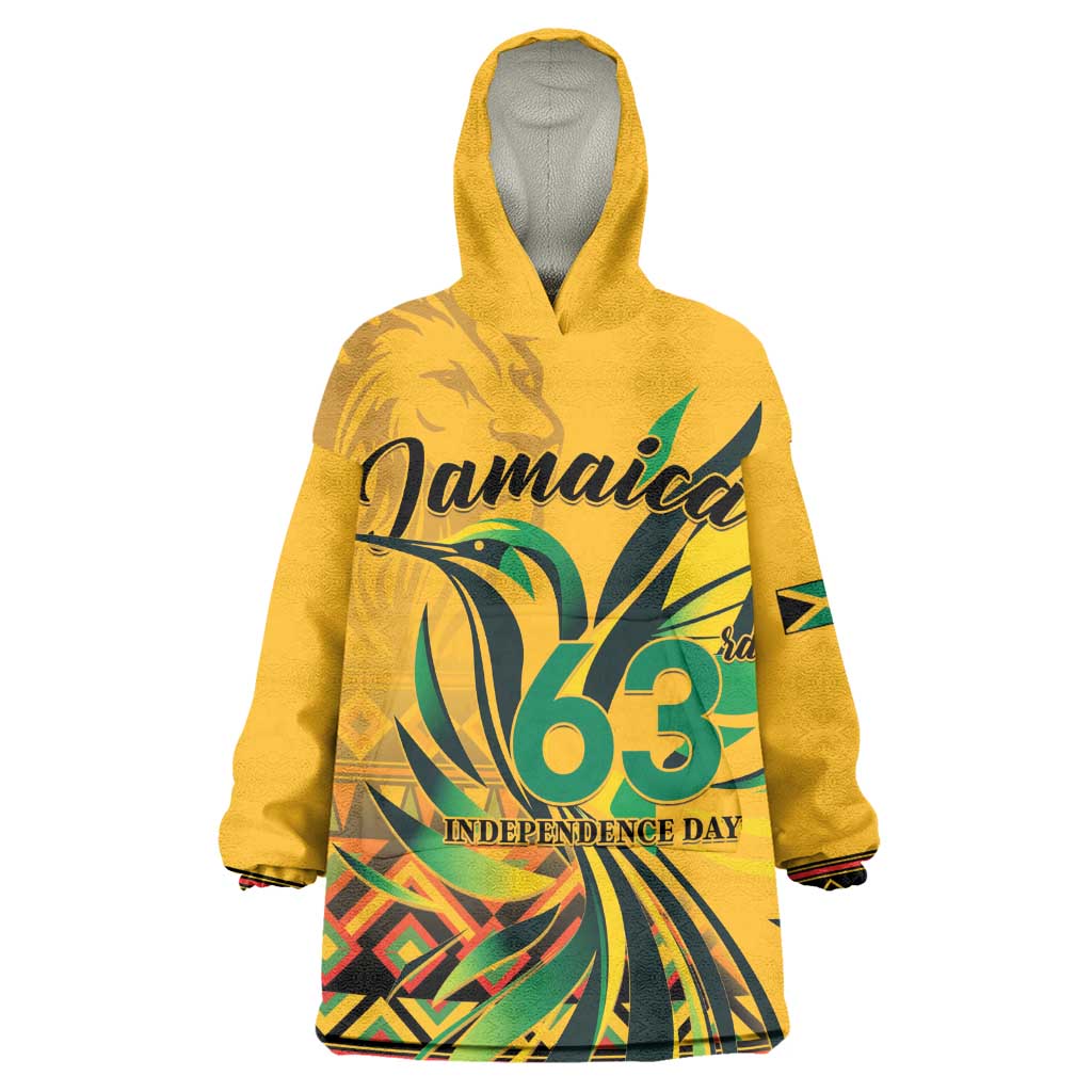 Personalized Black Jamaican Independence Day 1962 Kid Wearable Blanket Hoodie Jumieka Streamertail Reggae Pattern LT01