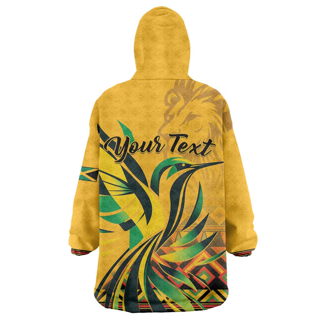 Personalized Black Jamaican Independence Day 1962 Kid Wearable Blanket Hoodie Jumieka Streamertail Reggae Pattern LT01