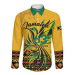 Personalized Black Jamaican Independence Day 1962 Long Sleeve Button Shirt Jumieka Streamertail Reggae Pattern LT01