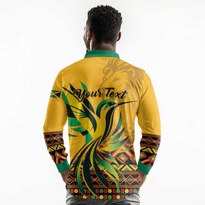 Personalized Black Jamaican Independence Day 1962 Long Sleeve Polo Shirt Jumieka Streamertail Reggae Pattern