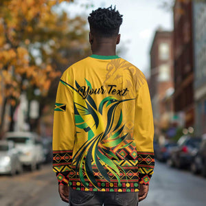 Personalized Black Jamaican Independence Day 1962 Long Sleeve Shirt Jumieka Streamertail Reggae Pattern LT01