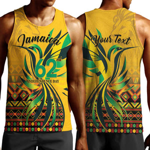 Personalized Black Jamaican Independence Day 1962 Men Tank Top Jumieka Streamertail Reggae Pattern