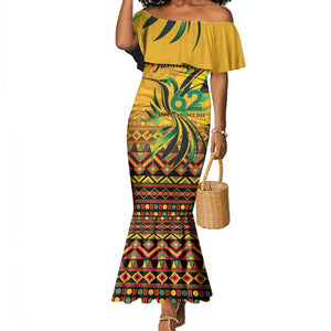 Personalized Black Jamaican Independence Day 1962 Mermaid Dress Jumieka Streamertail Reggae Pattern