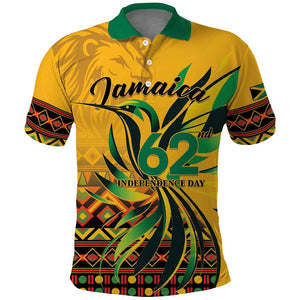 Personalized Black Jamaican Independence Day 1962 Polo Shirt Jumieka Streamertail Reggae Pattern