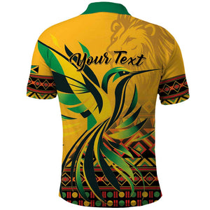 Personalized Black Jamaican Independence Day 1962 Polo Shirt Jumieka Streamertail Reggae Pattern