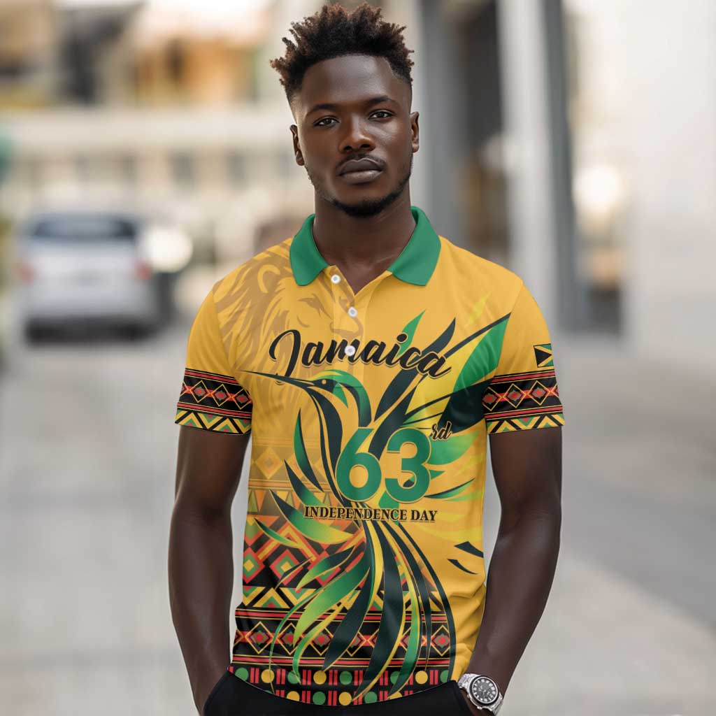Personalized Black Jamaican Independence Day 1962 Polo Shirt Jumieka Streamertail Reggae Pattern LT01