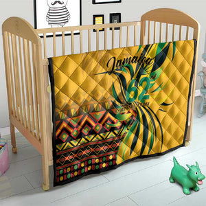 Black Jamaican Independence Day 1962 Quilt Jumieka Streamertail Reggae Pattern