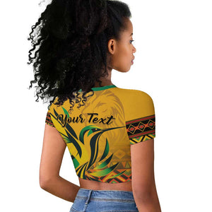 Personalized Black Jamaican Independence Day 1962 Raglan Cropped T shirt Jumieka Streamertail Reggae Pattern