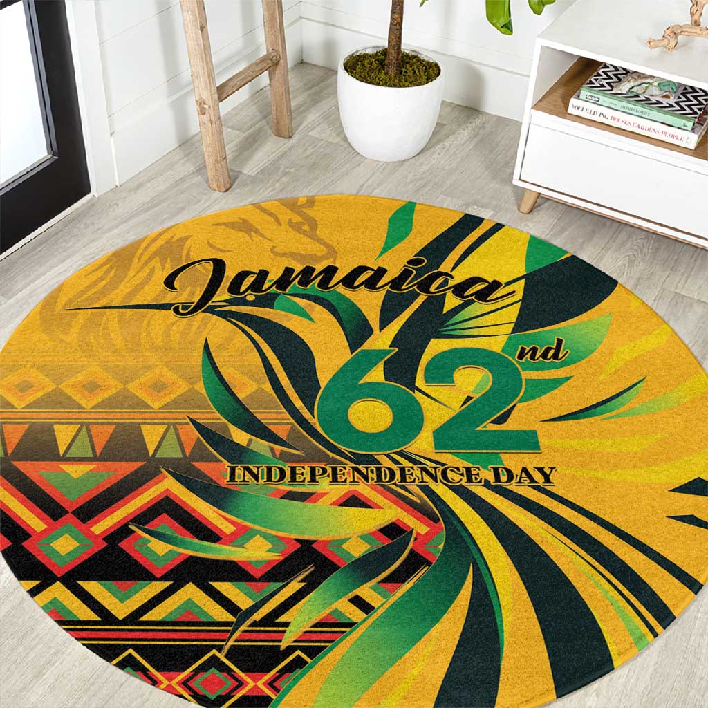 Black Jamaican Independence Day 1962 Round Carpet Jumieka Streamertail Reggae Pattern