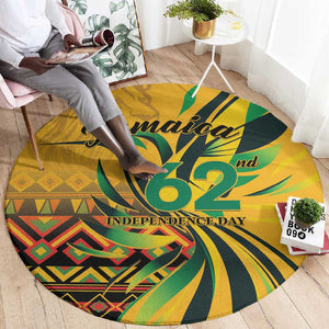 Black Jamaican Independence Day 1962 Round Carpet Jumieka Streamertail Reggae Pattern