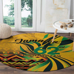 Black Jamaican Independence Day 1962 Round Carpet Jumieka Streamertail Reggae Pattern