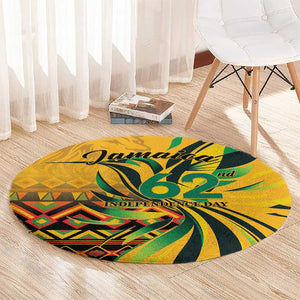 Black Jamaican Independence Day 1962 Round Carpet Jumieka Streamertail Reggae Pattern