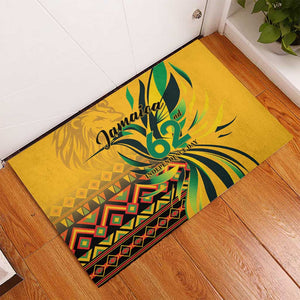 Black Jamaican Independence Day 1962 Rubber Doormat Jumieka Streamertail Reggae Pattern