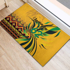 Black Jamaican Independence Day 1962 Rubber Doormat Jumieka Streamertail Reggae Pattern