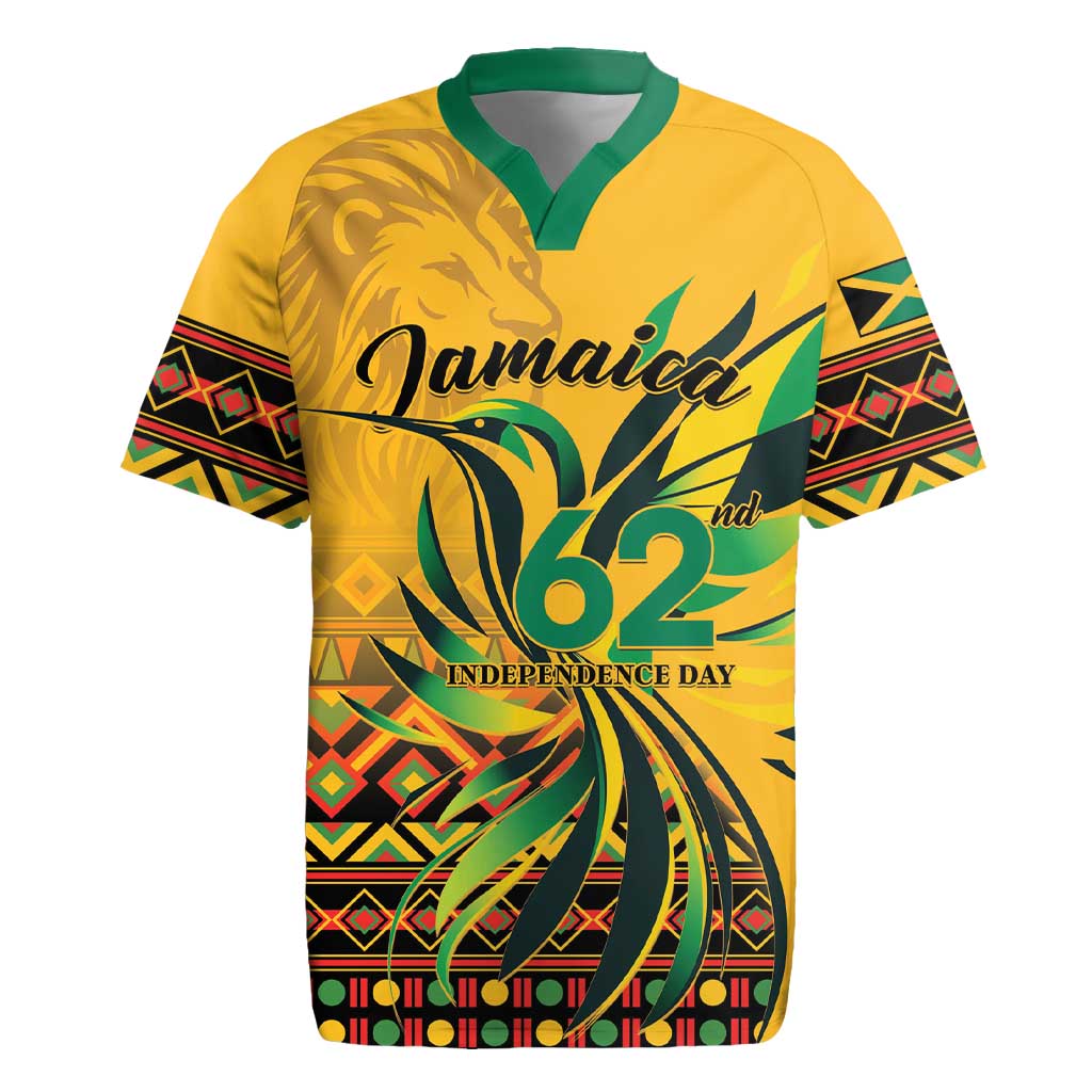 Personalized Black Jamaican Independence Day 1962 Rugby Jersey Jumieka Streamertail Reggae Pattern