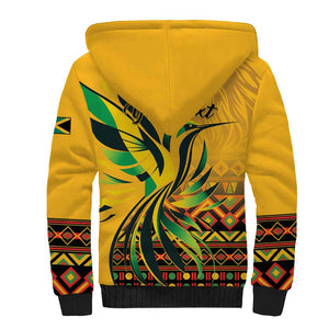 Personalized Black Jamaican Independence Day 1962 Sherpa Hoodie Jumieka Streamertail Reggae Pattern