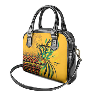 Black Jamaican Independence Day 1962 Shoulder Handbag Jumieka Streamertail Reggae Pattern