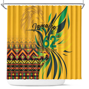 Black Jamaican Independence Day 1962 Shower Curtain Jumieka Streamertail Reggae Pattern