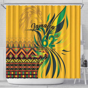 Black Jamaican Independence Day 1962 Shower Curtain Jumieka Streamertail Reggae Pattern