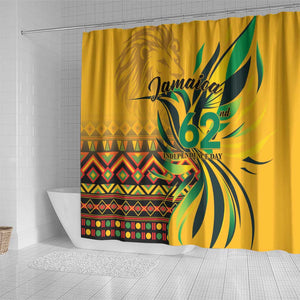 Black Jamaican Independence Day 1962 Shower Curtain Jumieka Streamertail Reggae Pattern