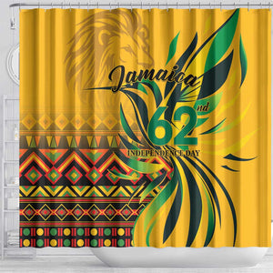 Black Jamaican Independence Day 1962 Shower Curtain Jumieka Streamertail Reggae Pattern