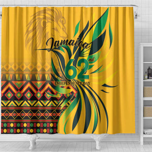 Black Jamaican Independence Day 1962 Shower Curtain Jumieka Streamertail Reggae Pattern