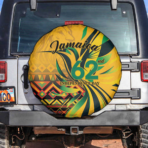 Black Jamaican Independence Day 1962 Spare Tire Cover Jumieka Streamertail Reggae Pattern