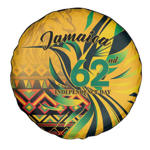 Black Jamaican Independence Day 1962 Spare Tire Cover Jumieka Streamertail Reggae Pattern