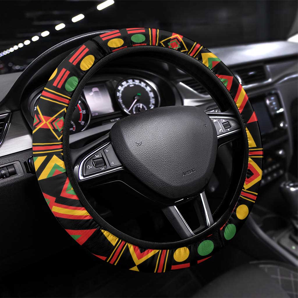 Black Jamaican Independence Day 1962 Steering Wheel Cover Jumieka Streamertail Reggae Pattern