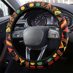 Black Jamaican Independence Day 1962 Steering Wheel Cover Jumieka Streamertail Reggae Pattern