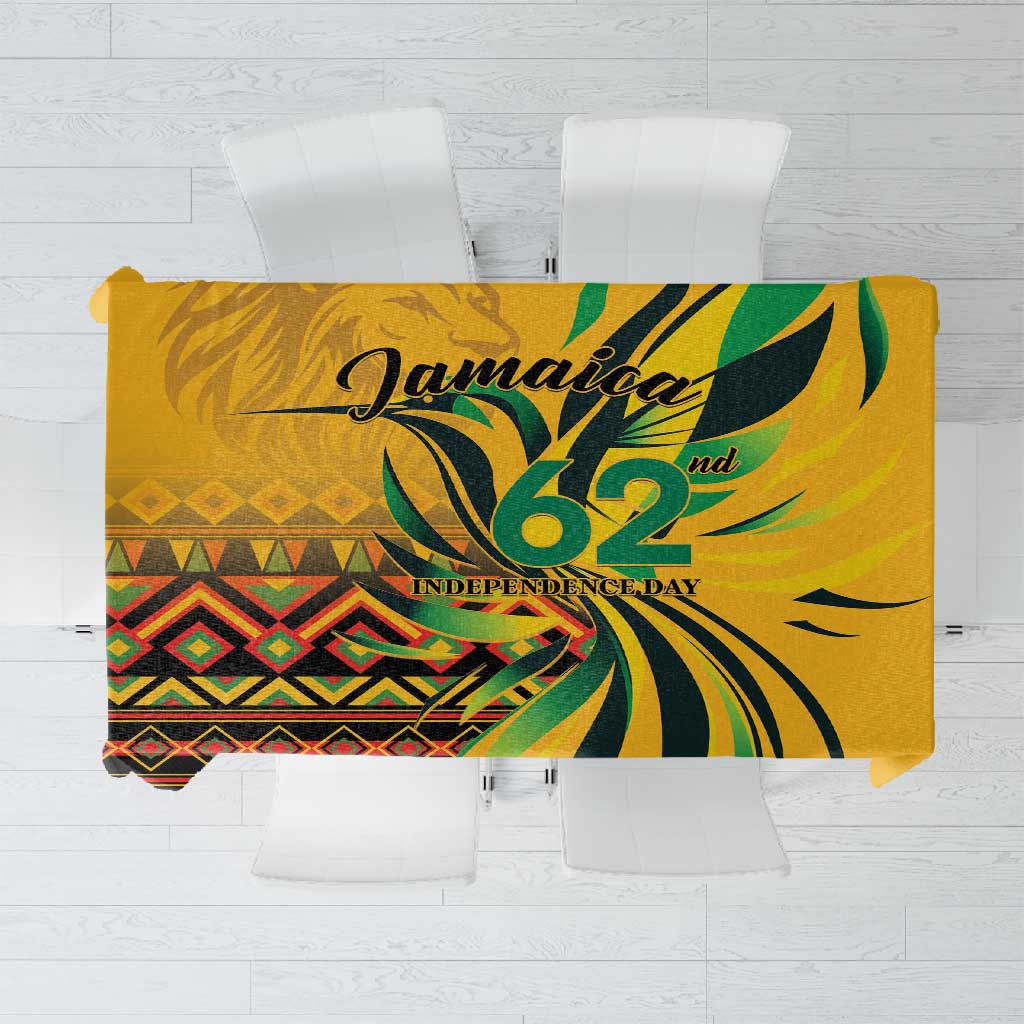 Black Jamaican Independence Day 1962 Tablecloth Jumieka Streamertail Reggae Pattern