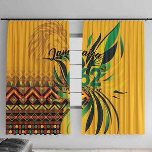 Black Jamaican Independence Day 1962 Window Curtain Jumieka Streamertail Reggae Pattern