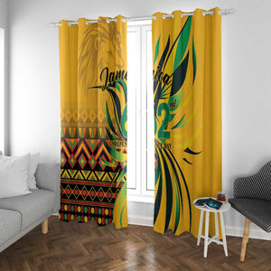 Black Jamaican Independence Day 1962 Window Curtain Jumieka Streamertail Reggae Pattern